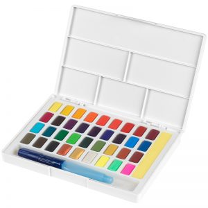 Набор акварели Faber-Castell “Watercolours” 36 цв + кисть “Water Brush”+ съемная палитра, пластикова